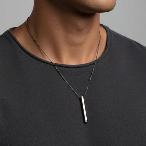 Lantisor Lingou cu diamante din aur alb de 18k