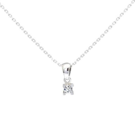 Solitaire 0.06ct din aur alb de 14k