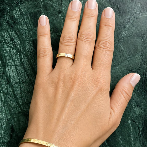 Milano | Inel Signet Diamant 0.40ct | Aur Alb 18K
