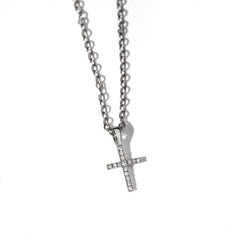Mini Cross Diamonds Pave Necklace 18k white gold – Milan Collection