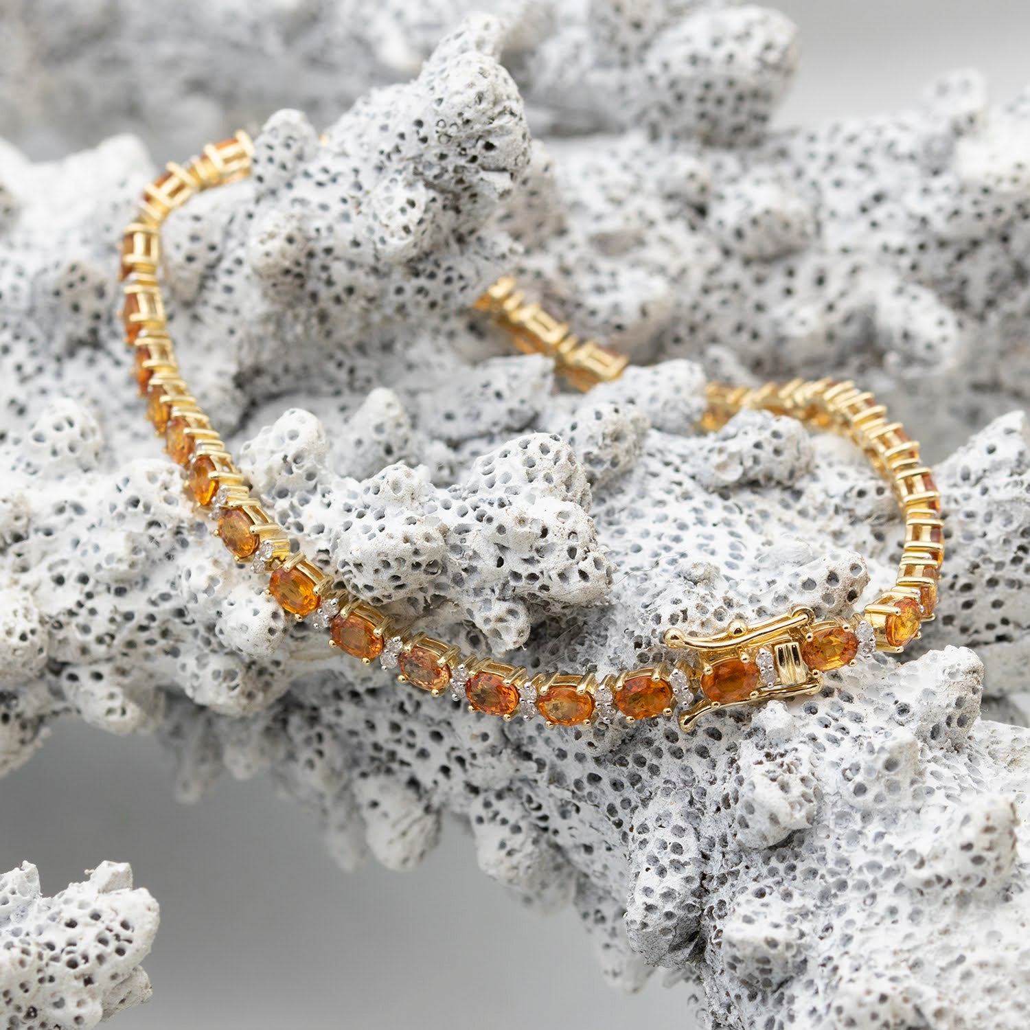 Oval Cut Yellow Sapphire & Diamonds 8.21ct Bracelet – London Collection