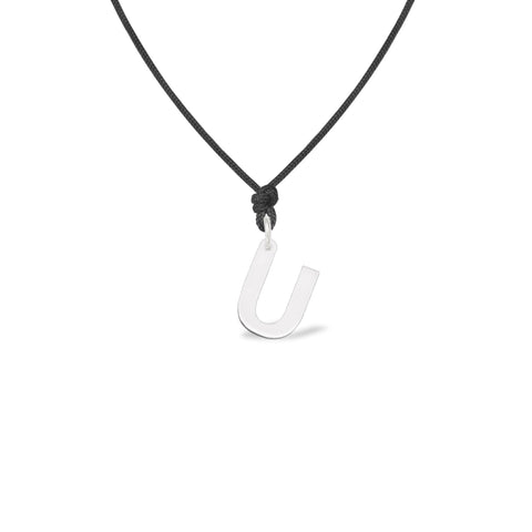 Pandant Litera U aur alb 14K