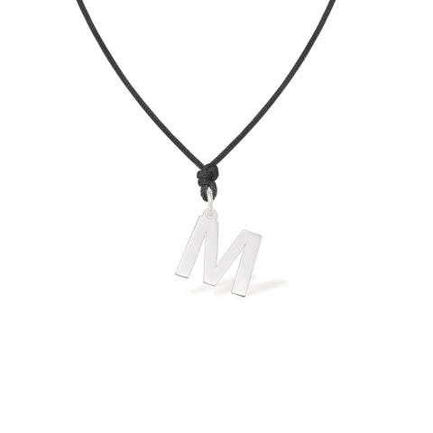 Pandant Litera M aur alb 14K