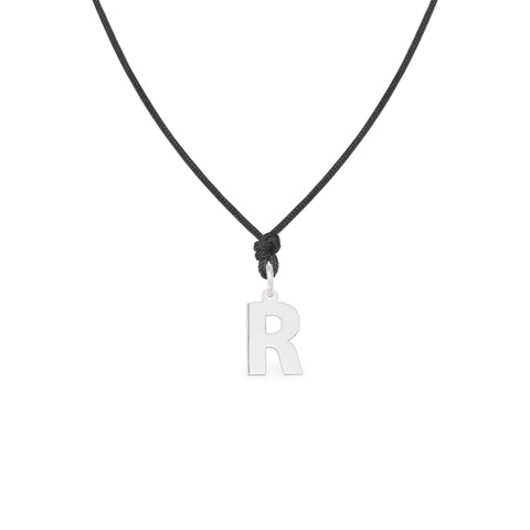 Pandant Litera R aur alb 14K