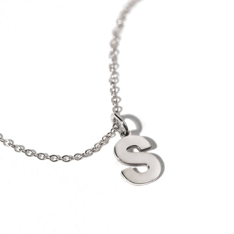 Pandant Litera S aur alb 14K