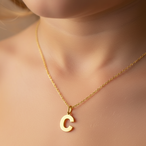 14K yellow gold Letter C pendant