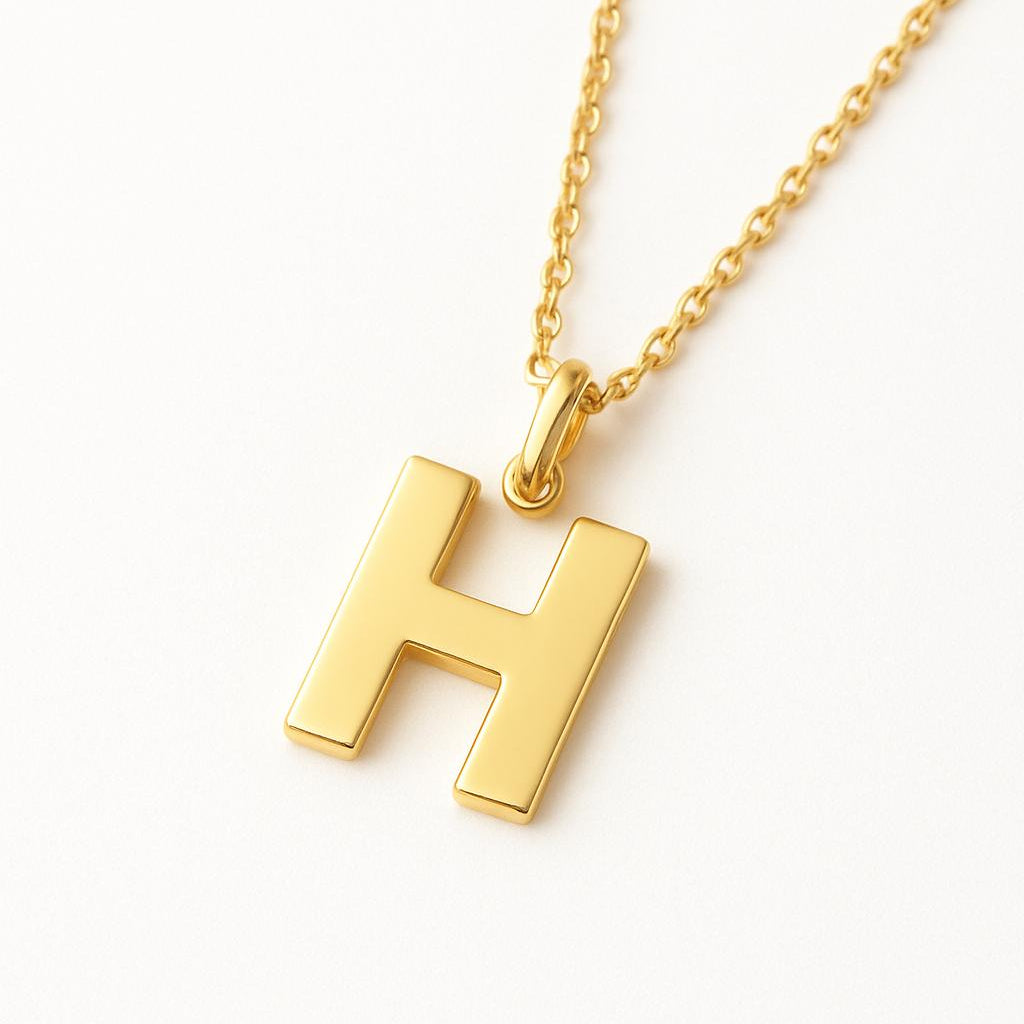 14K yellow gold Letter H pendant