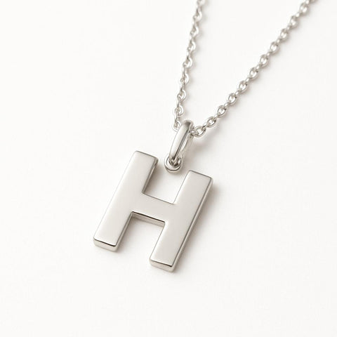 Pandant Litera H aur alb 14K