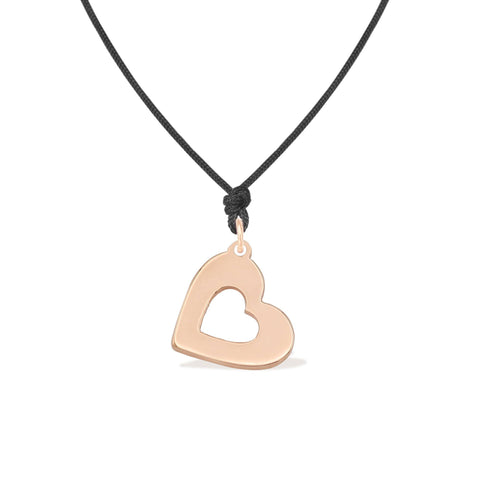 Pandant Contur de Inima aur roz 14K