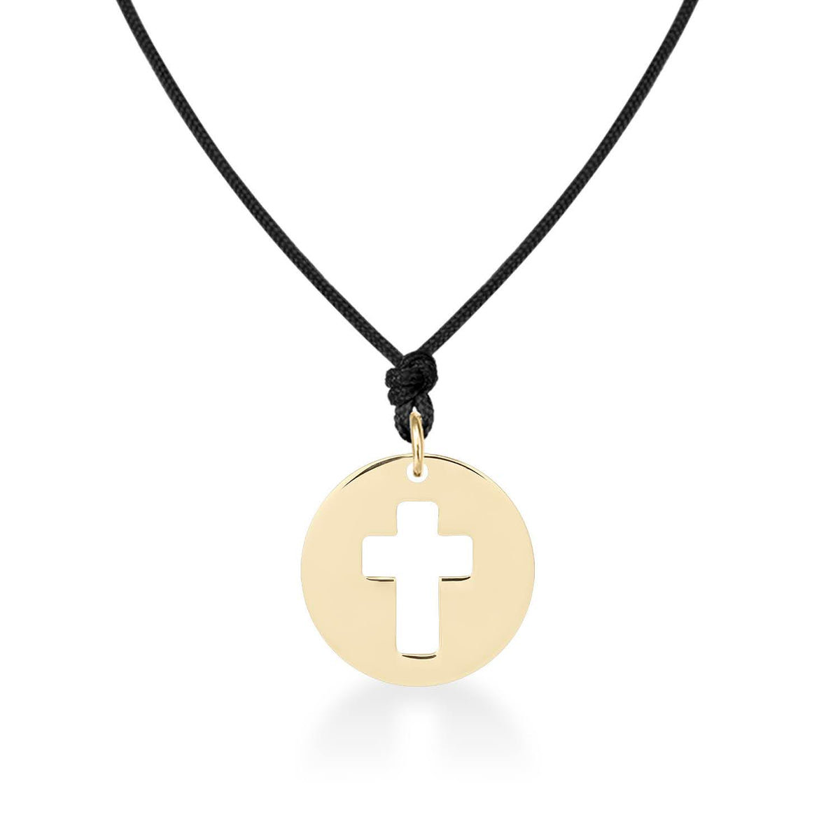 Pandant Banut Cruce aur galben 14K