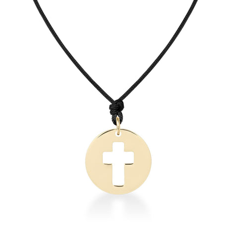 Pandant Banut Cruce aur galben 14K