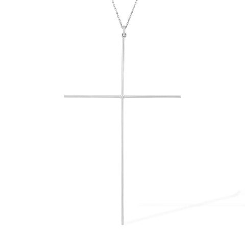 Pandant Cruce Maxi aur alb 14K