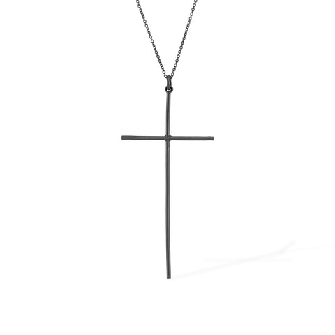 Pandant Cruce Midi  aur alb rodiat negru 14K