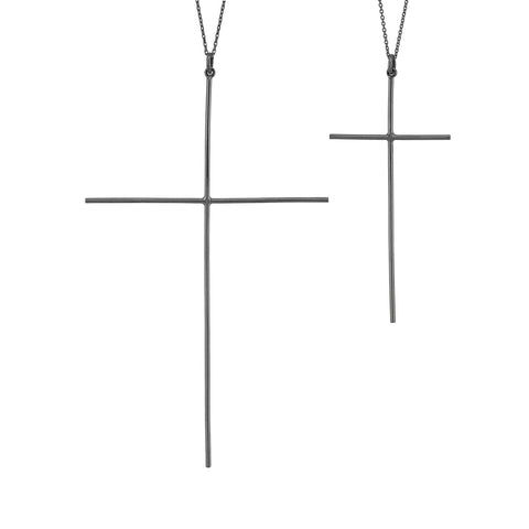 Pandant Cruce Midi  aur alb rodiat negru 14K