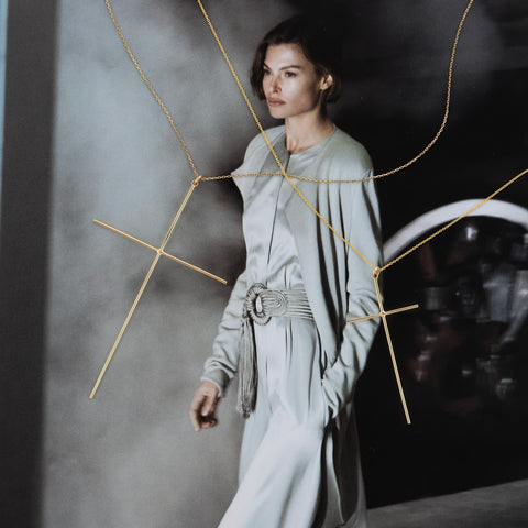 Pandant Cruce Maxi aur alb 14K