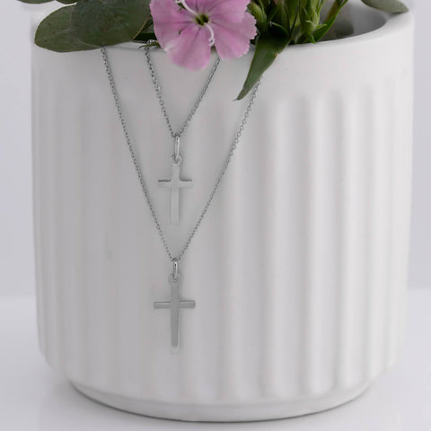 14K white gold Cross pendant
