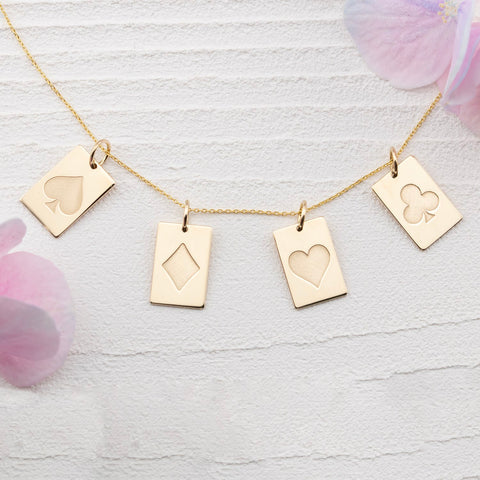 Pandant Inima Rosie Poker aur galben 14K