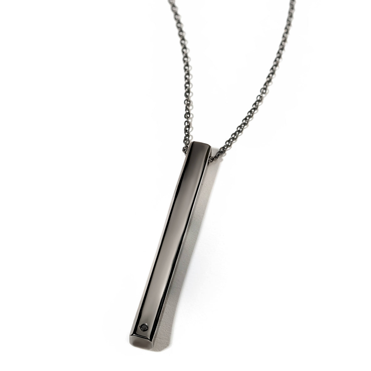 Pendant Black Gold Bar 0.005ct diamond Necklace – Paris Collection