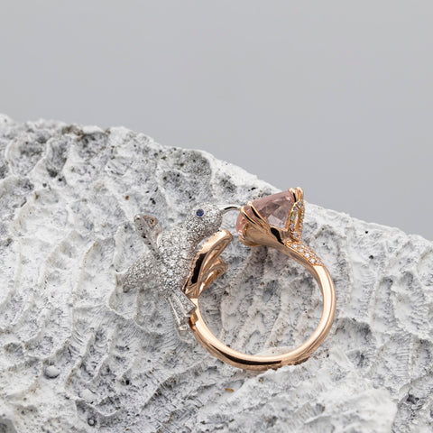 Positano | Inel cu Morganit Natural 2.30ct si Diamante 1.49ct, aur roz 18k