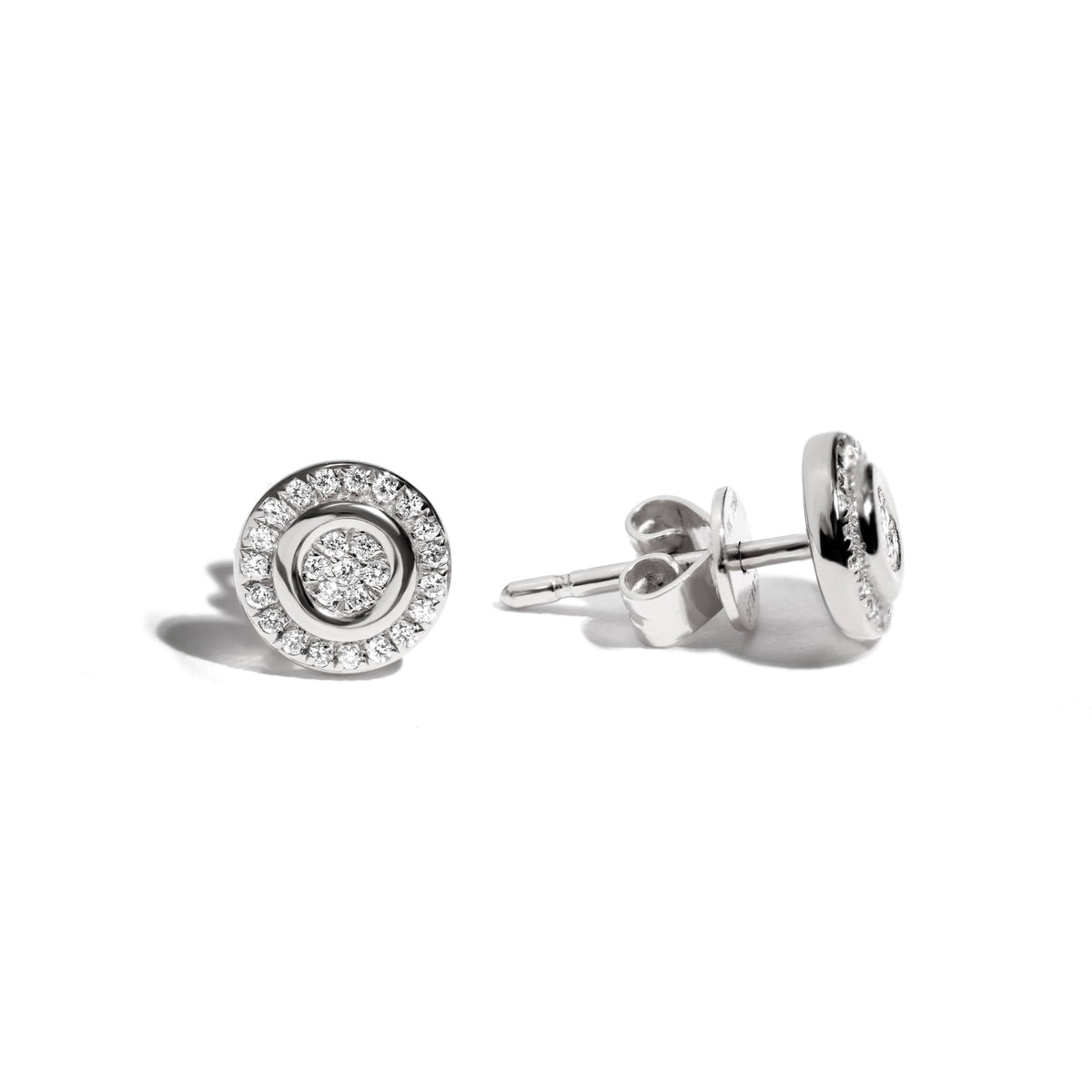 Round Diamonds Setting 18k White Gold Earrings – Milan Collection