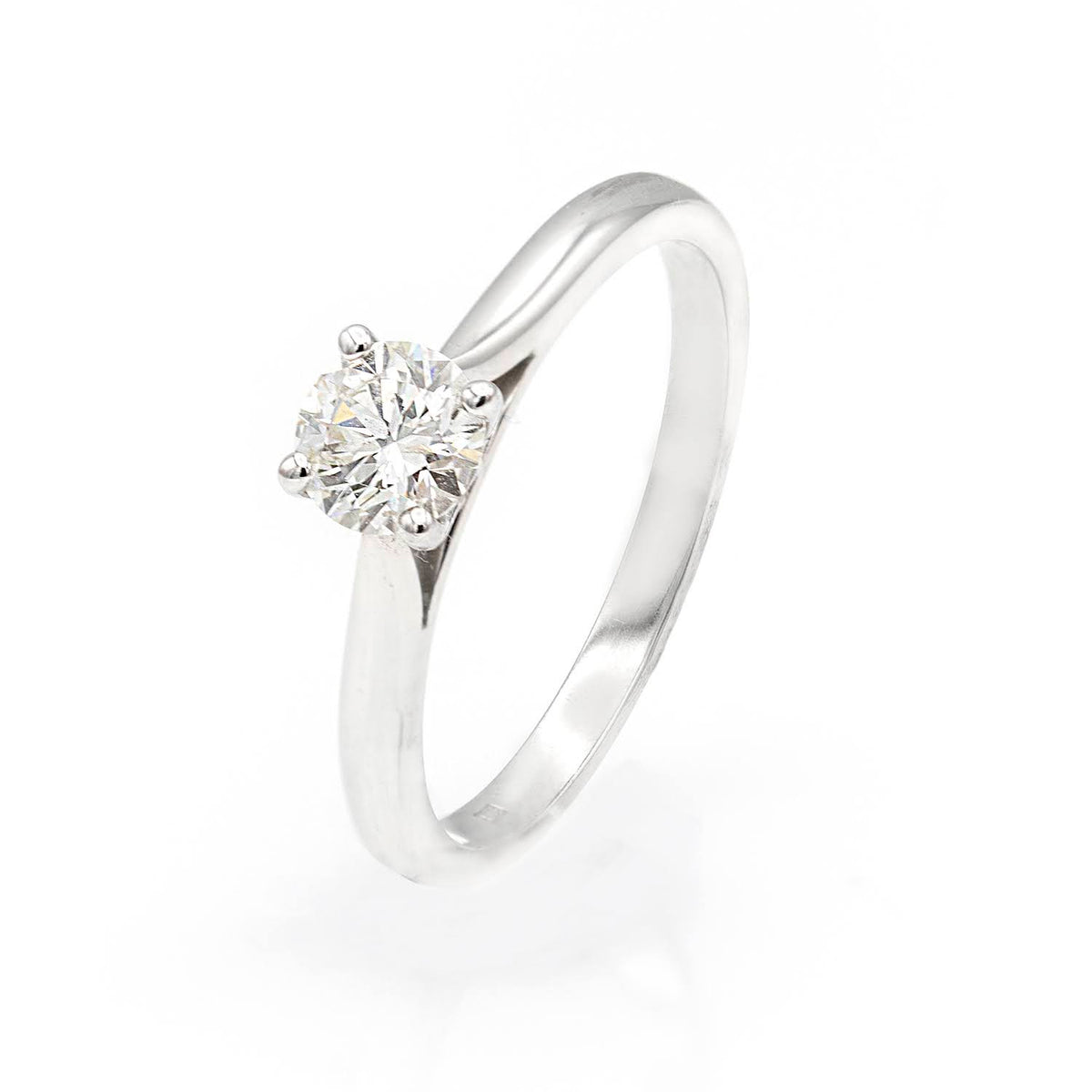 Inel de logodna solitaire cu diamant 0.50ct din aur alb de 18K