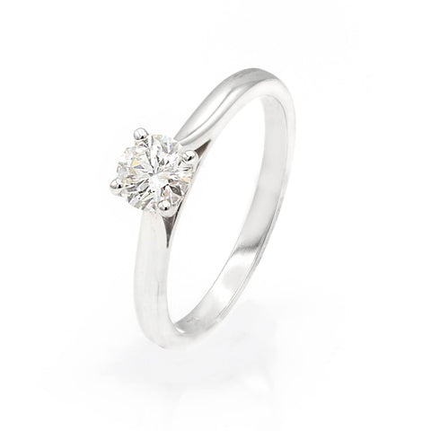 Inel de logodna solitaire cu diamant 0.50ct din aur alb de 18K