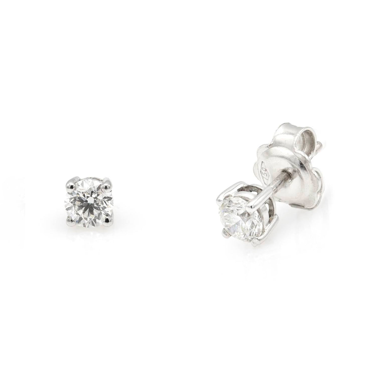 Cercei rotunzi strălucitori cu diamante de 0,12 ct cu 4 gheare - Colecția London