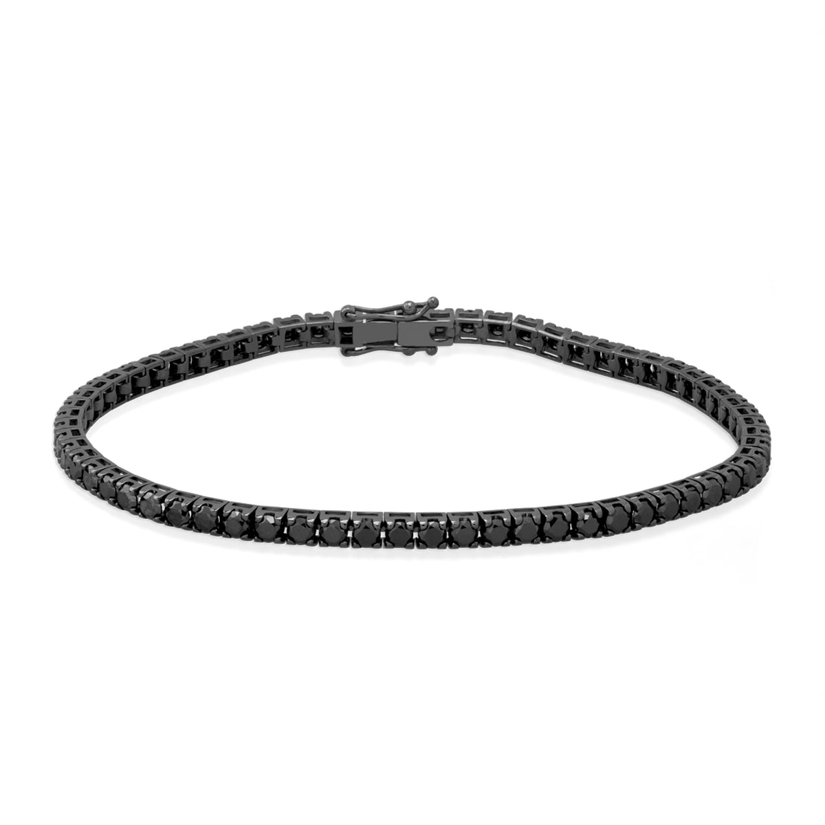 Bratara tennis cu diamante negre 1.75ct din aur alb rodiat 18K