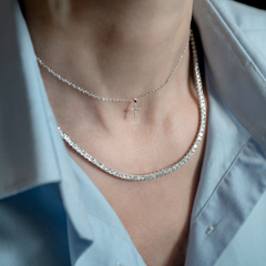 Round Brilliant White Diamonds 6.00ct Tennis Rub Over Necklace – London Collection