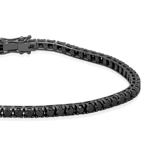 Bratara tennis cu diamante negre 1.75ct din aur alb rodiat 18K