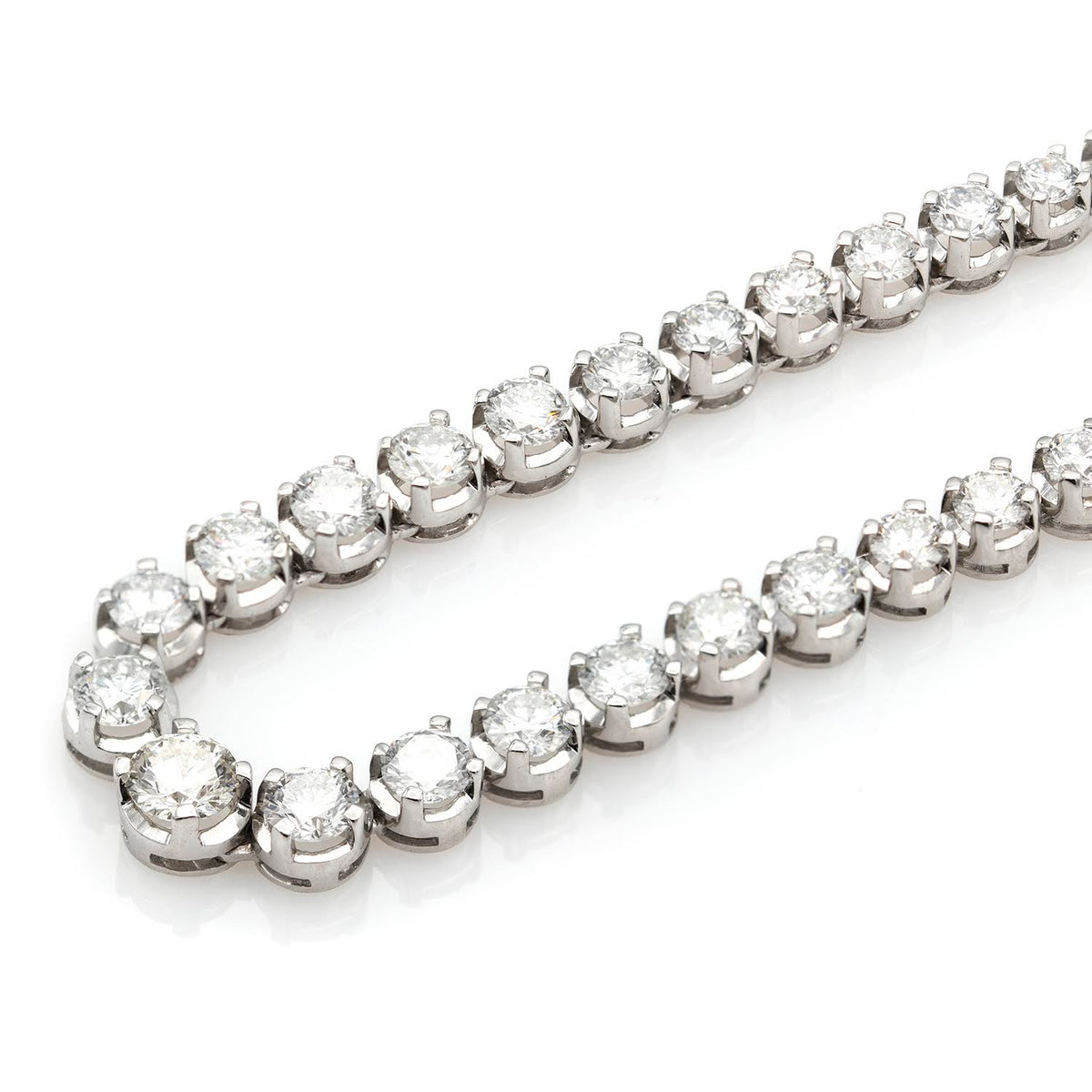 Round Brilliant White Diamonds 13.00ct Tennis Princess Necklace Graduated - London Collection