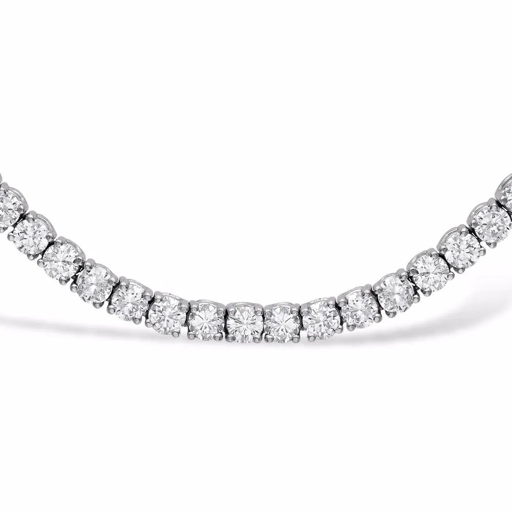 Round Brilliant White Diamonds 13.08ct Tennis Finesse Necklace – London Collection