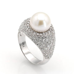 Inel cu perle albe si diamante – Colectia Paris