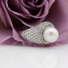 Inel cu perle albe si diamante – Colectia Paris