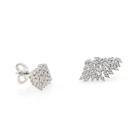 Cercei Aripa cu diamante albe 0.58ct din aur alb de 18k