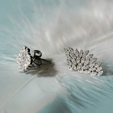 Cercei Aripa cu diamante albe 0.58ct din aur alb de 18k