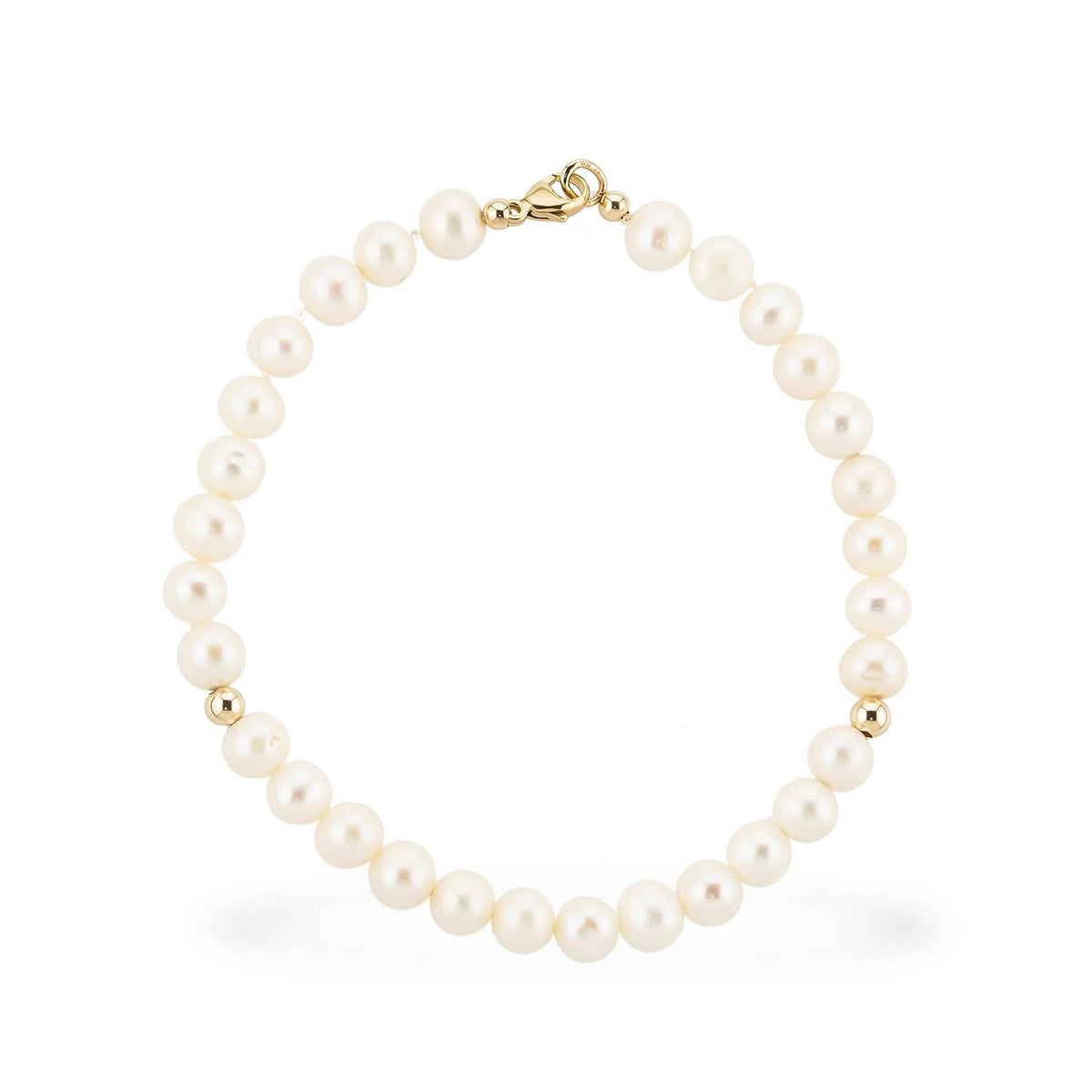 White pearl cultured bracelet 14k white gold closure