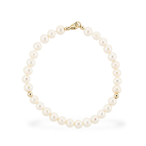 White pearl cultured bracelet 14k white gold closure