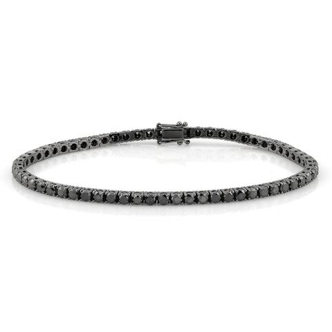 Tennis bracelet with 1.50ct black diamonds in 18K gold