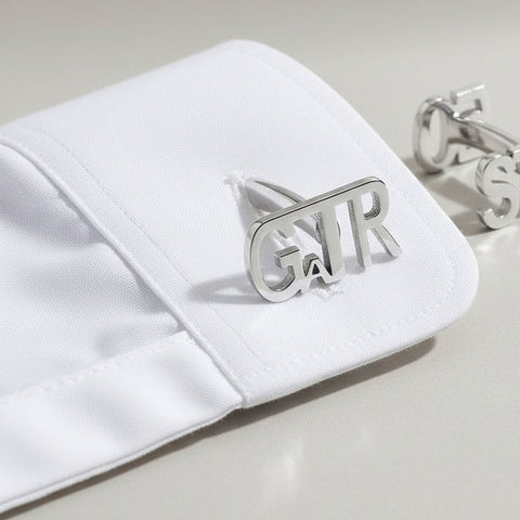 Butoni Alfabet cu 2 diamante din aur galben de 14K