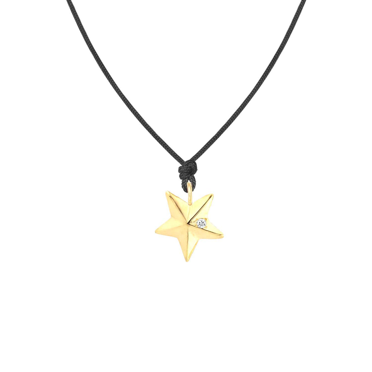 Pandant Steluta 3D cu 2 diamante din aur galben de 18K