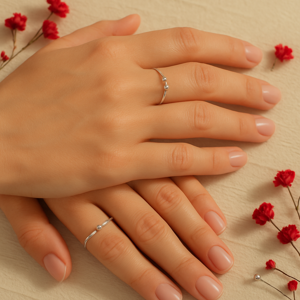 Inel Dot din aur alb de 14K