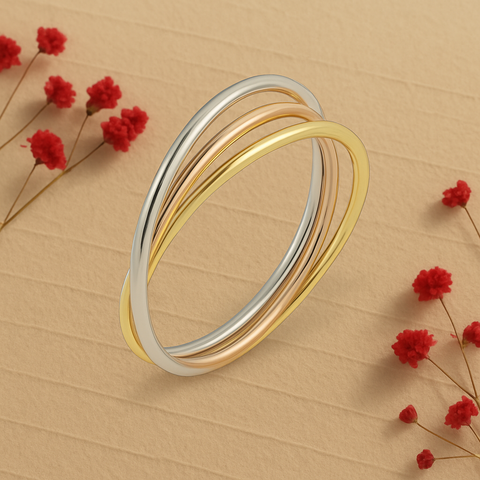 Ring Ese Tris Structured multicolor 14K gold