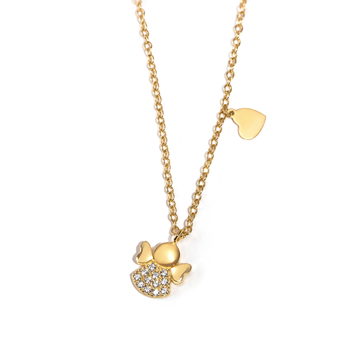 Girl with Heart pendant on 18K gold chain