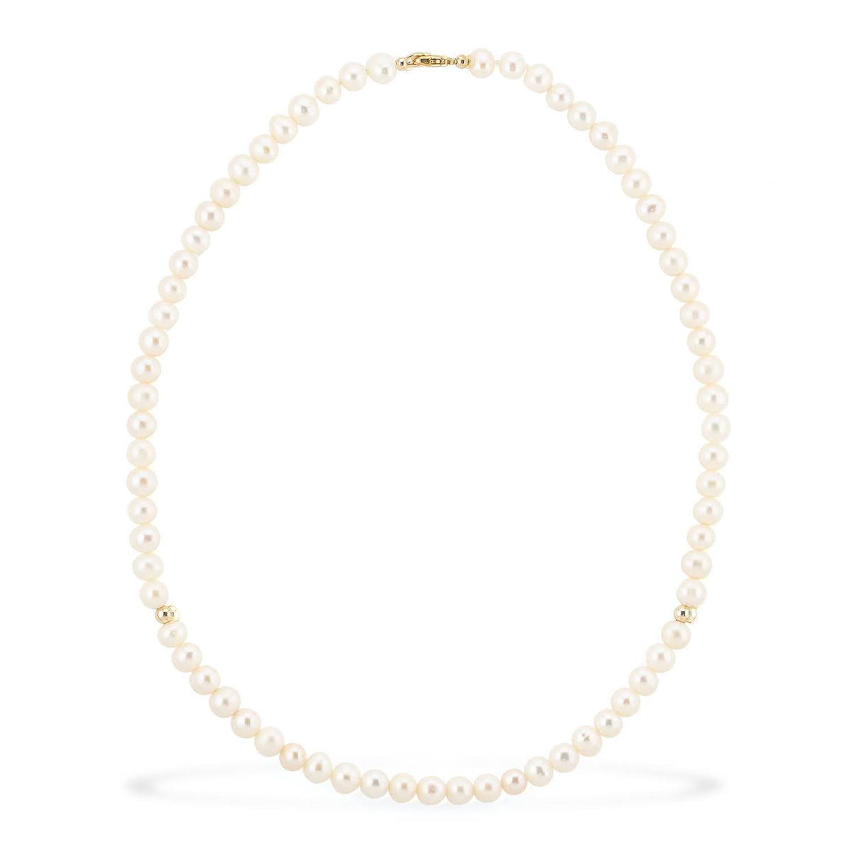 Colier din perle albe cultura si aur galben de 14k