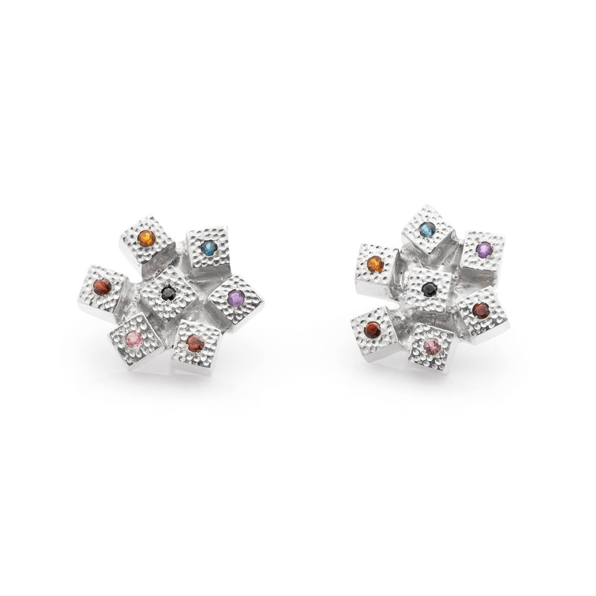 Set of 925 Silver Coral cufflinks with semi-precious stones