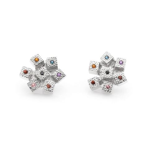 Set of 925 Silver Coral cufflinks with semi-precious stones