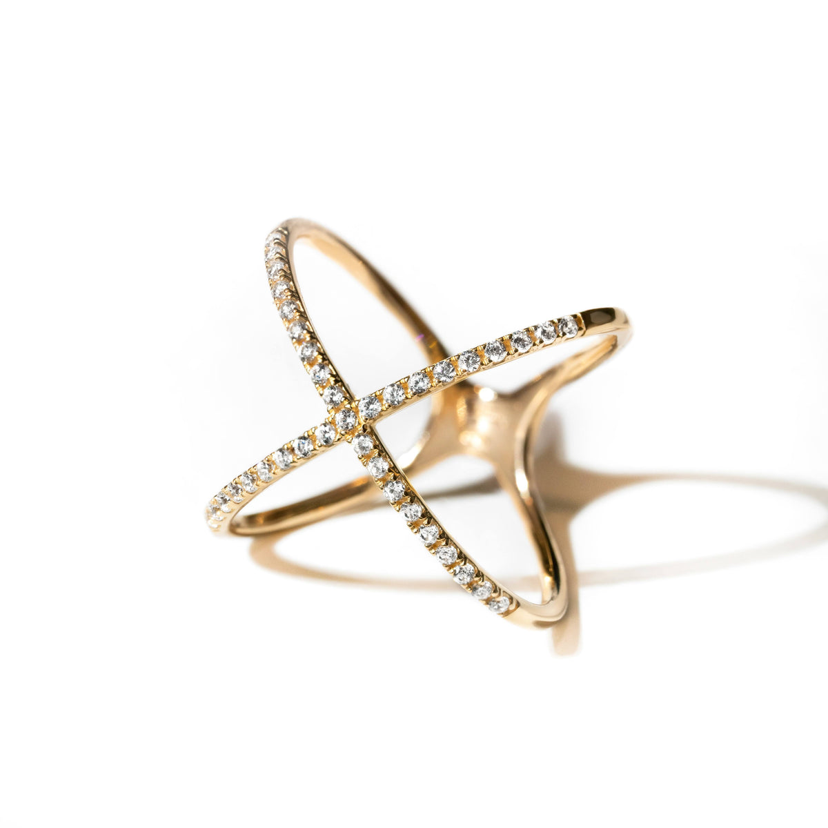Ring X 18K yellow gold paved with zircons