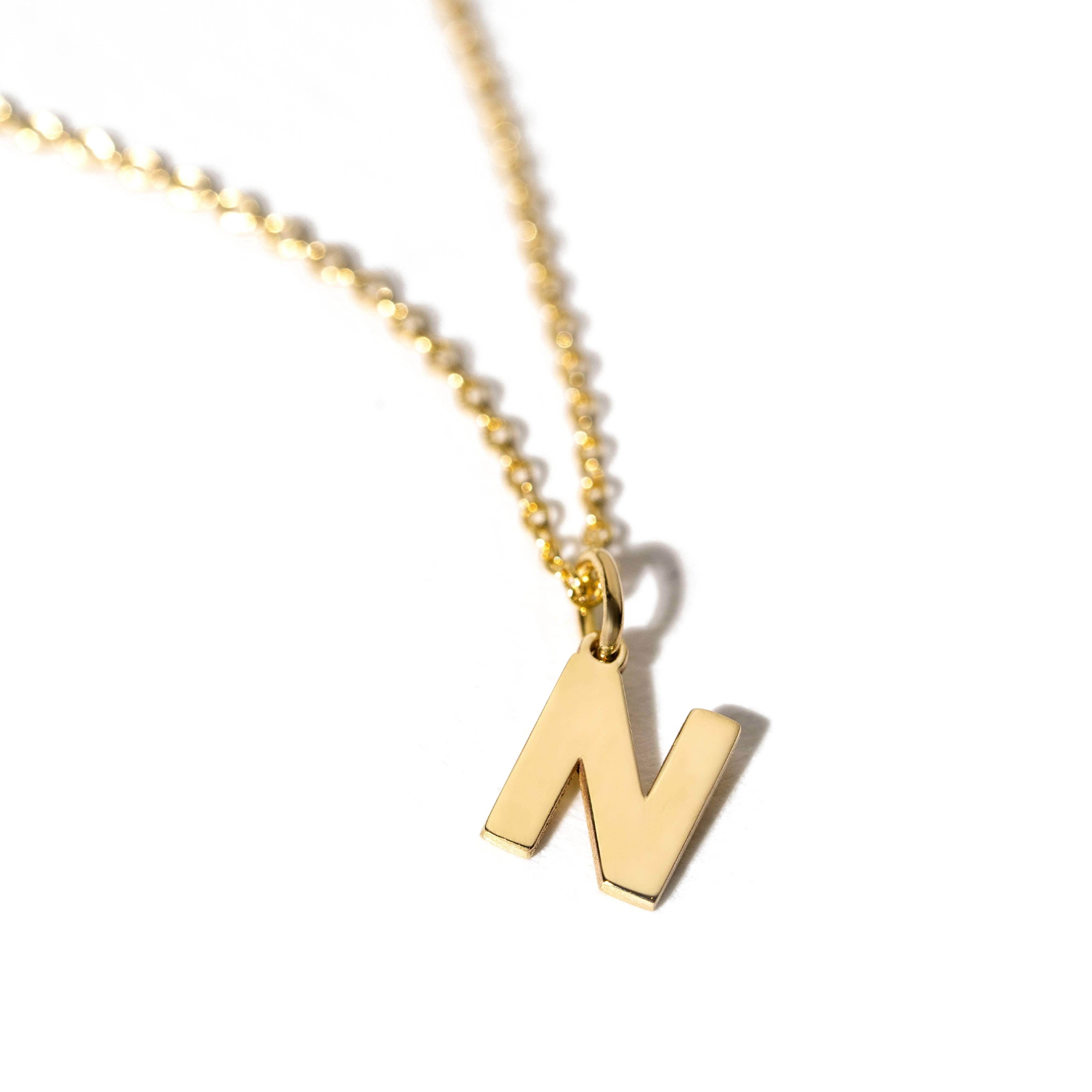 Pandant Litera N aur galben 14K colectia ALFABET